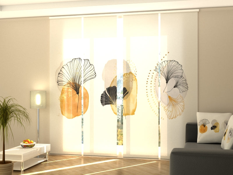 Sliding Panel Curtain Air Flowers with Golden Elements