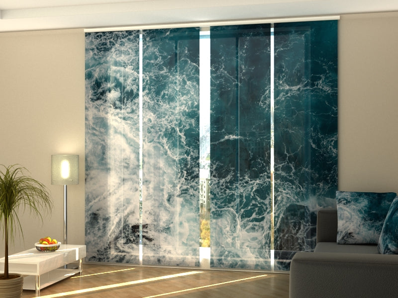 Set of 4 Panel Curtains Amazing Ocean Waves