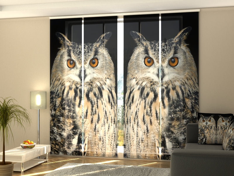 Sliding Panel Curtain Attentive Owl - Wellmira