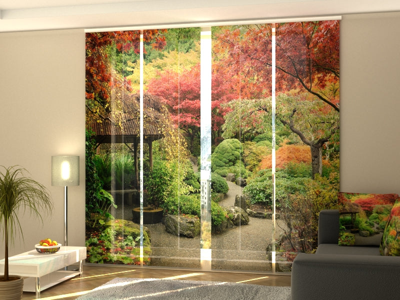 Sliding Panel Curtain Autumnal Japanese Garden - Wellmira