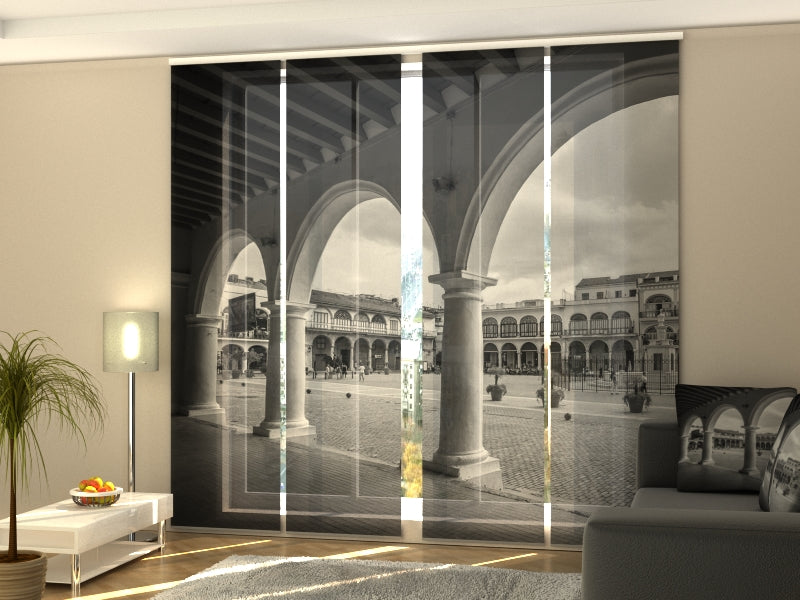 Sliding Panel Curtain Awesome Cuba Black and White - Wellmira
