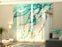 4-Panel Curtains Kit with 4-Track Rail, Beautiful Abstraction of Green-Blue Color, Size: 60x245 cm