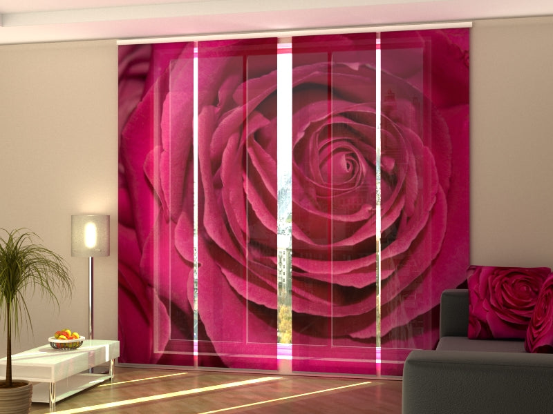 Sliding Panel Curtain Big Crimson Rose - Wellmira