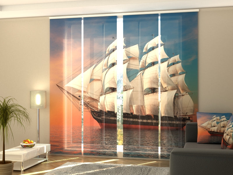 Sliding Panel Curtain Big Sailing-ship - Wellmira