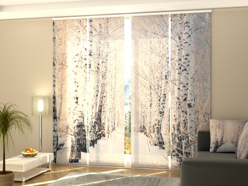 Sliding Panel Curtain Birch Grove in the Snow - Wellmira