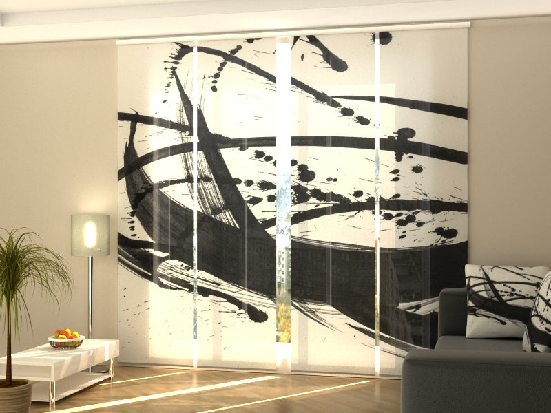 Cortina Panel Corredero Abstracción Negra