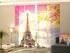 Set of 4 Panel Curtains Blossoming Spring Cherry and Eiffel Tower