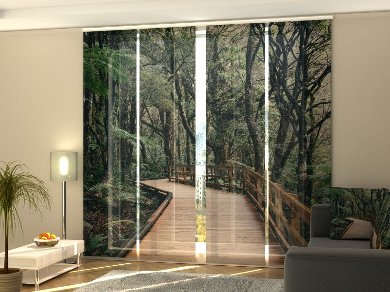 Set of 4 Panel Curtains Boardwalk in Forest