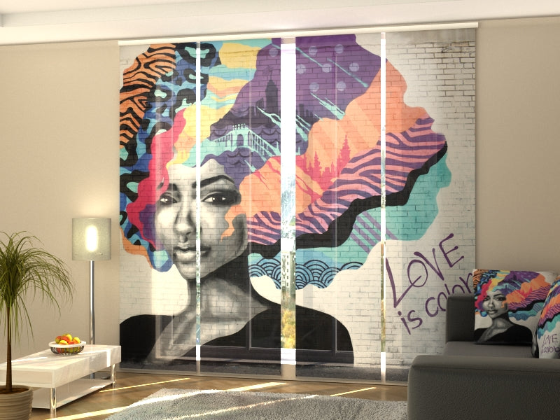 Set of 4 Panel Curtains Brooklyn Graffiti