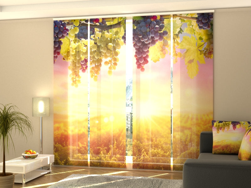 Set of 4 Panel Curtains Bunches Of Grapes at Summer Sun