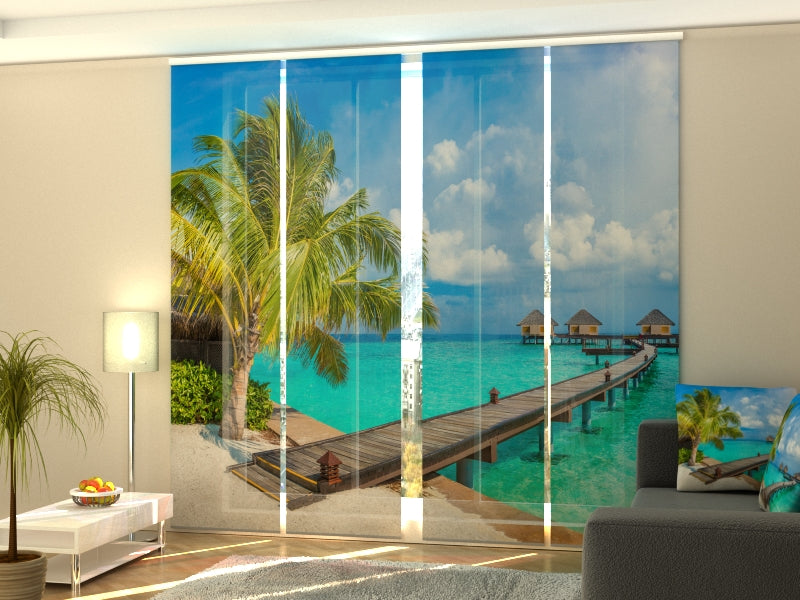 Set of 4 Panel Curtains Bungalows in the Maldives
