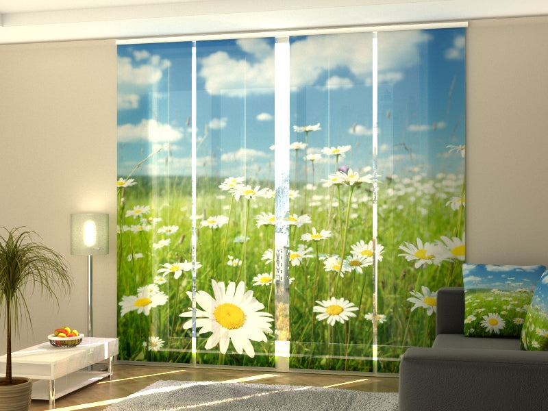 Set of 4 Panel Curtains Camomile Field