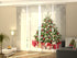 Rideau à Panneaux Coulissant Sapin de Noël en Argent et Rouge