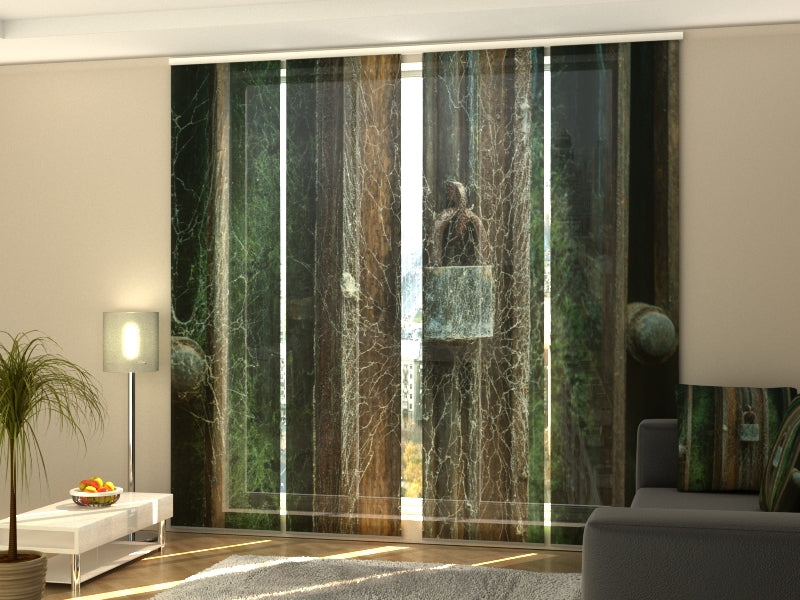 Lot de 4 Panneaux Rideaux Toile d'Araignée sur une Ancienne Serrure