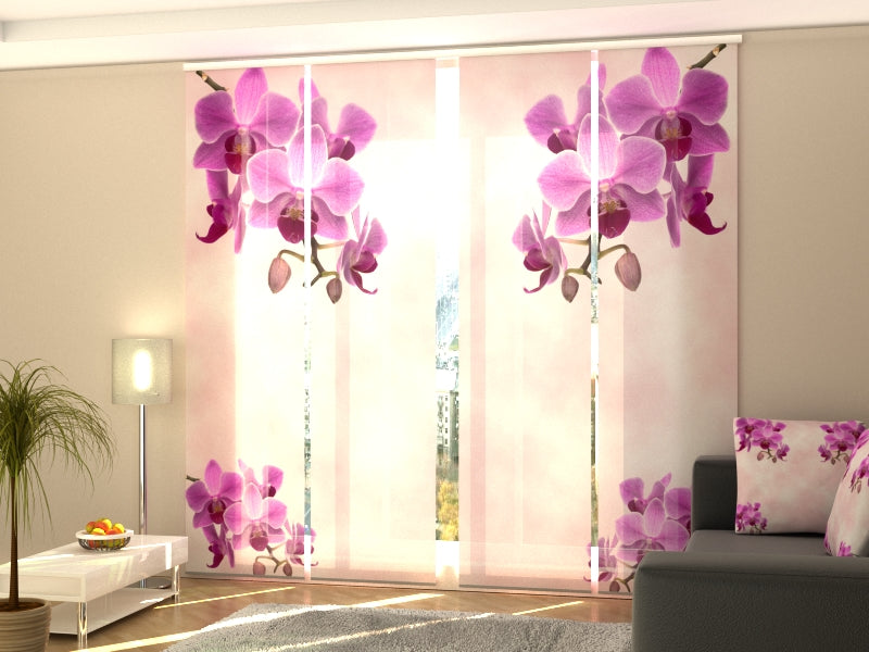 Set of 4 Panel Curtains Colibri Orchids