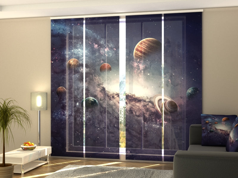 Set of 4 Panel Curtains Creating Planets