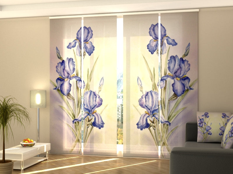Sliding Panel Curtain Delicate Blue Irises