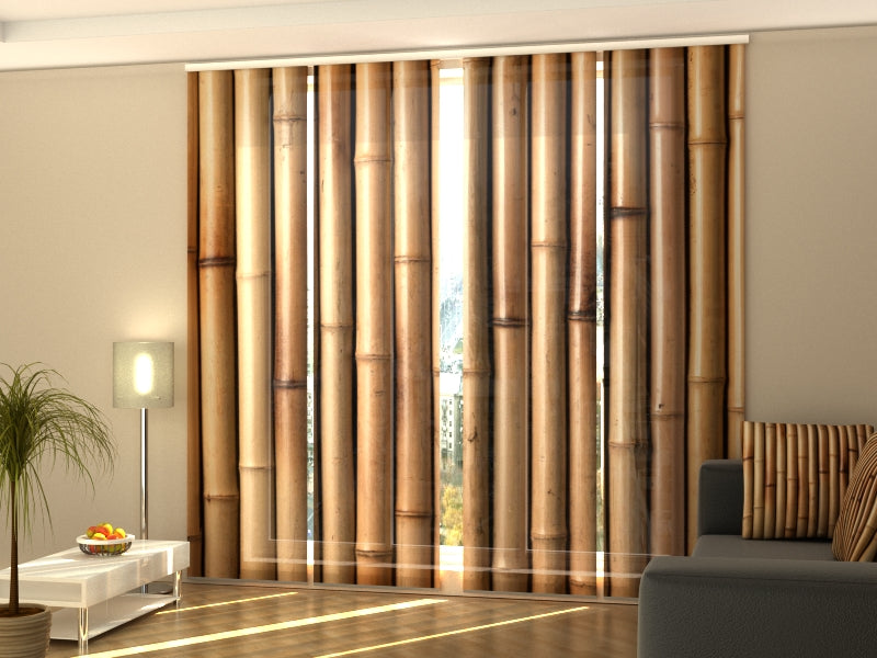 Set of 4 Panel Curtains Dry Brown Bamboo