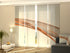 4-Panel Curtains Kit with 4-Track Rail, Elegant Orange Abstract Line, Size: 60x245 cm