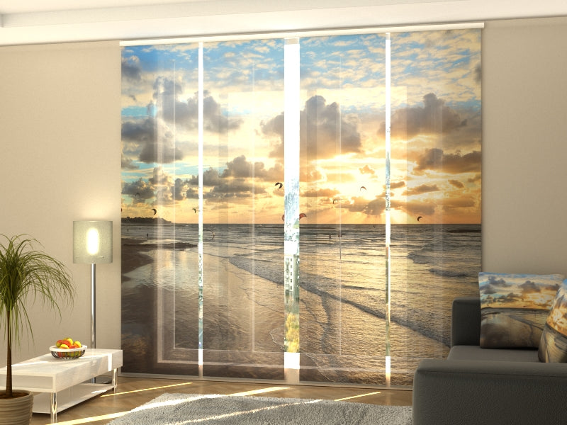 Set of 4 Panel Curtains Faraway Ocean
