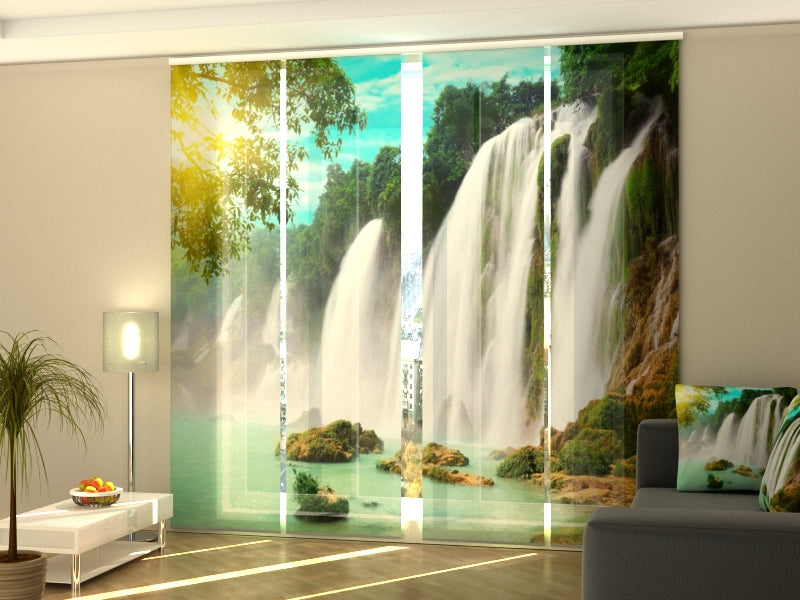 Set of 4 Panel Curtains Fascinating Detian Waterfall