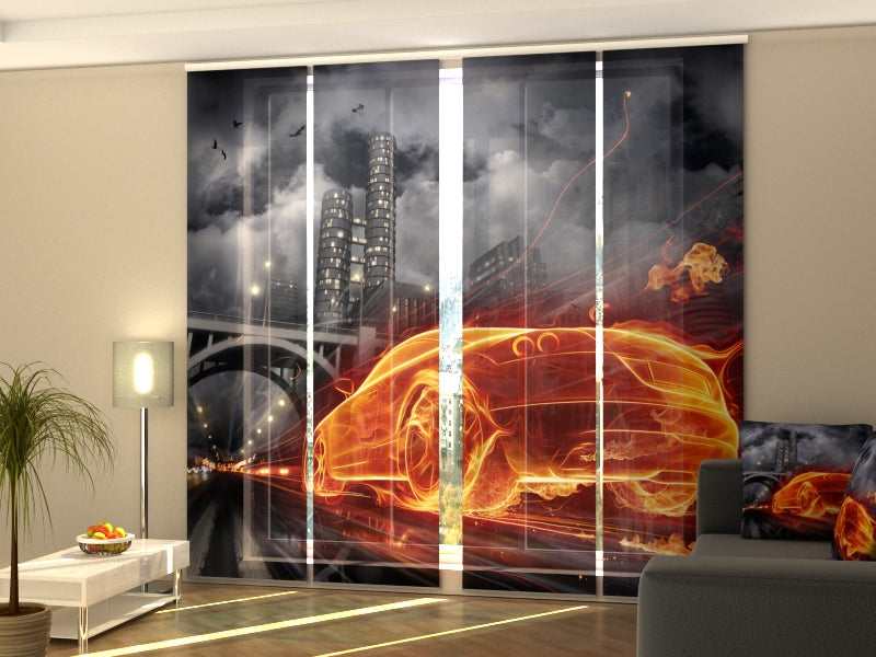 Set of 4 Panel Curtains Fiery Supercar 2