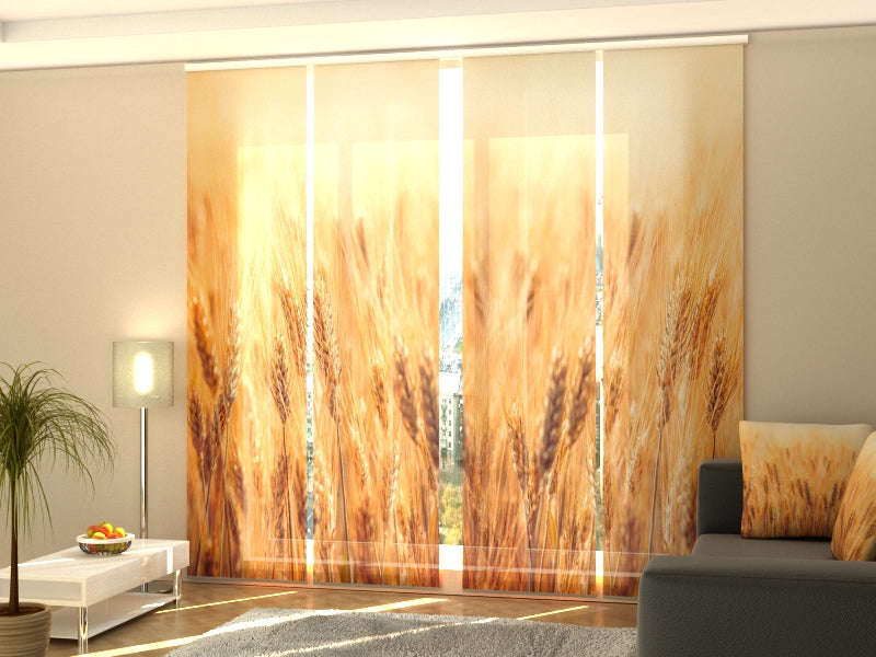 Set of 4 Panel Curtains Golden Wheat Field