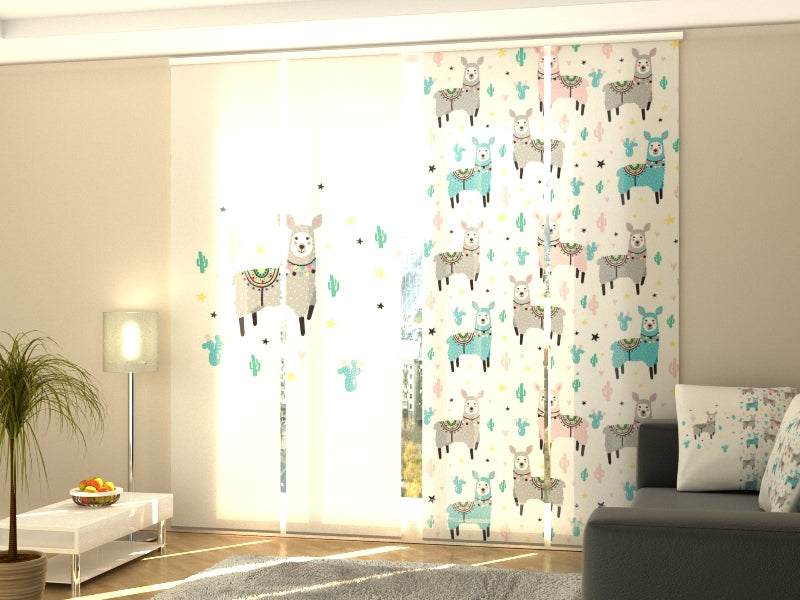 Set of 4 Panel Happy Lama