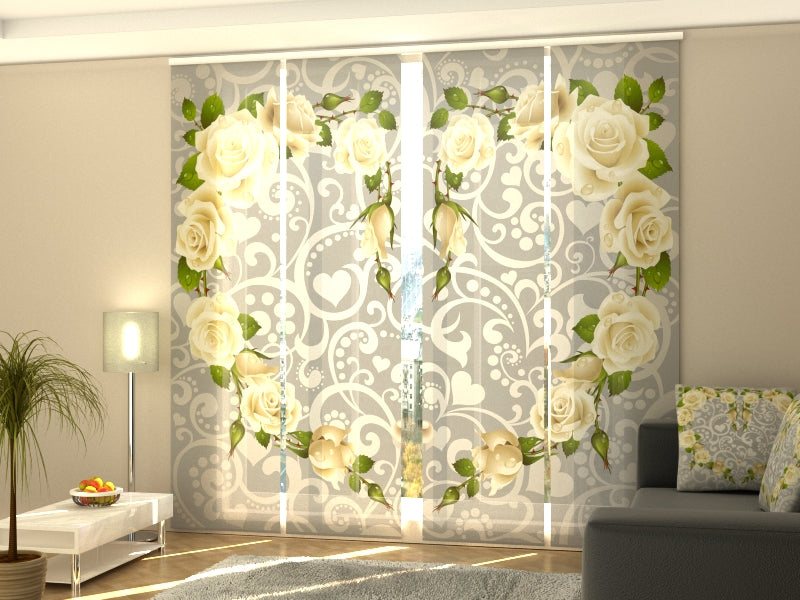 Conjunto de 4 Paneles Corazón de Rosas