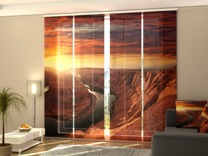 Conjunto de 4 paneles Curva de herradura al atardecer