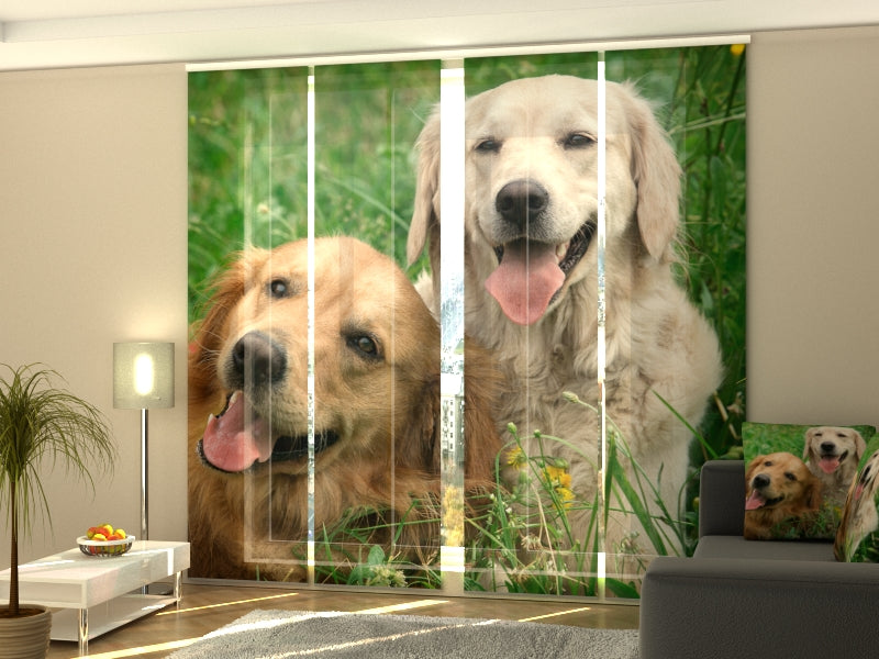 Set of 4 Panel Labradors Retrievers in the Meadow