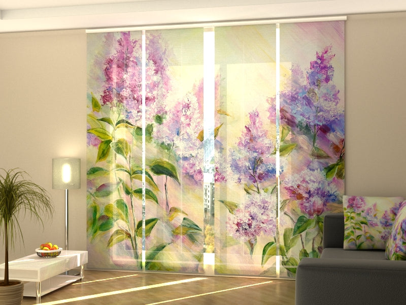 Set of 4 Panel Curtains Lilac Bush at Sunrise