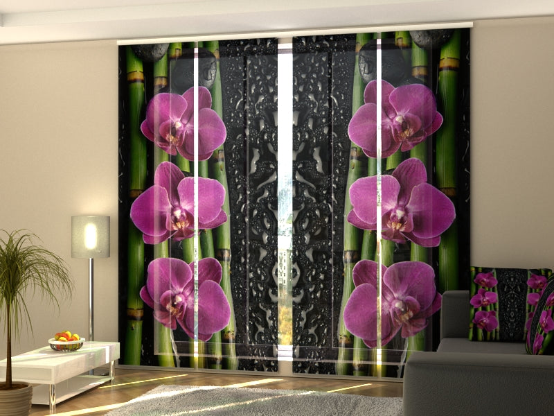 Ensemble de 4 Panneaux Rideaux Orchidée de Luxe