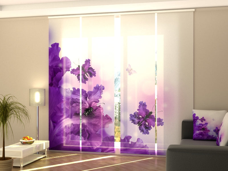 Set of 4 Panel Curtains Magic Purple Butterflies
