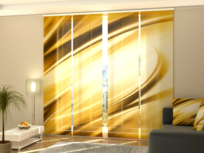 Set of 4 Panel Modern Golden Abstraction