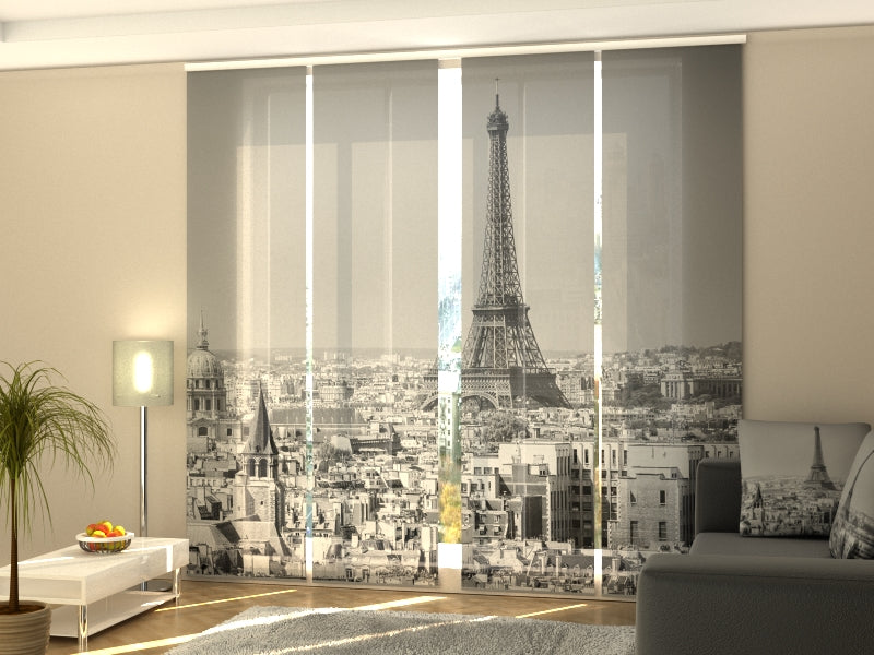 Set of 4 Panel Morning in Paris Black and White
