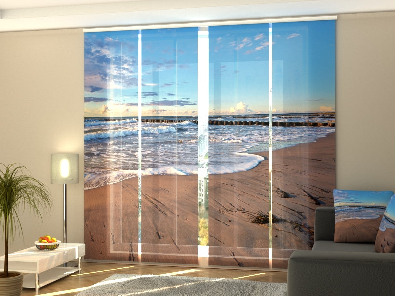 Ensemble de 4 panneaux Matin sur la plage