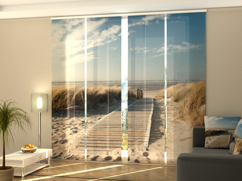 Set of 4 Panel Curtains North Sea Beach on Langeoog