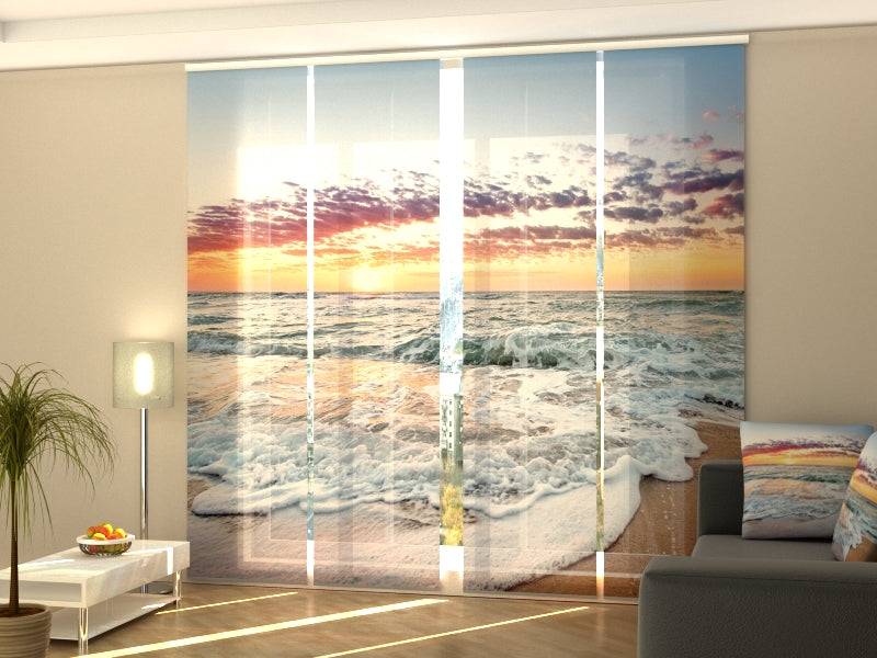 Set of 4 Panel Curtains Ocean Sunrise