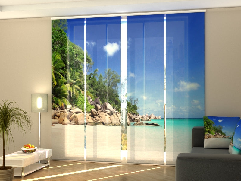 Set of 4 Panel Curtains Paradise coast of the Seychelles