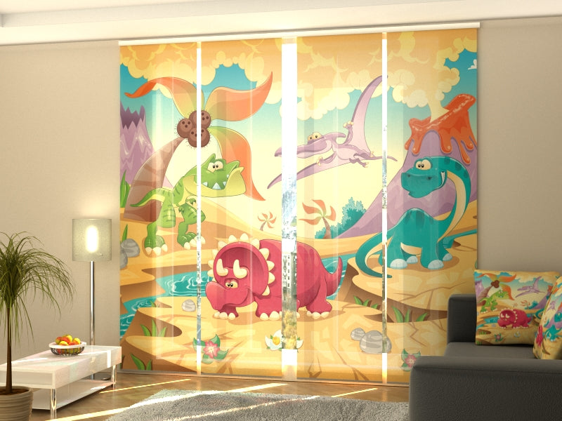 Set of 4 Panel Prehistoric Dinosaurs