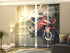 Set of 4 Panel Curtains Red Motorcycle