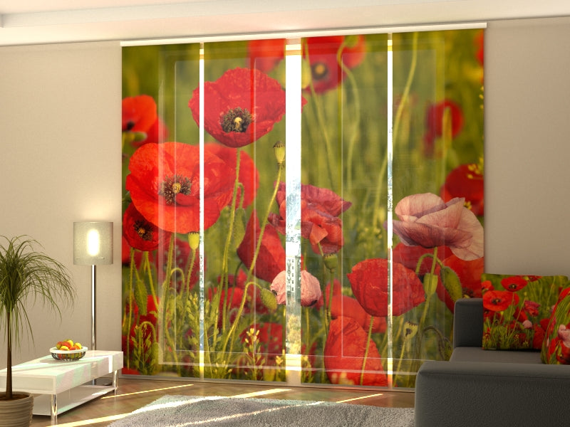 Set of 4 Panel Red Poppies