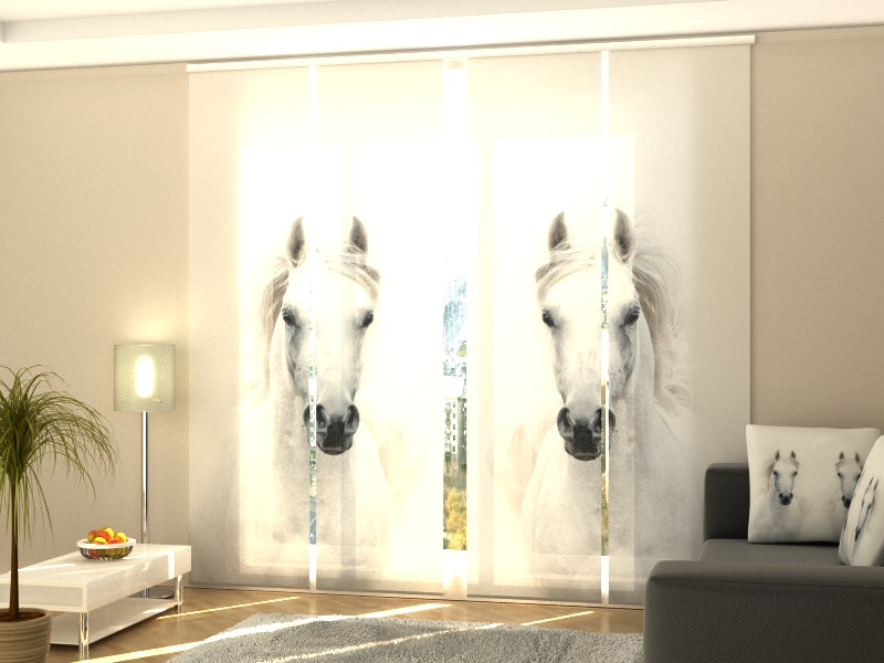 Set of 4 Panel Snowy-White Arabian Stallion