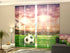 4-Panel Curtains Kit with 4-Track Rail, Soccer Ball on Football Stadium, Size: 60x270 cm