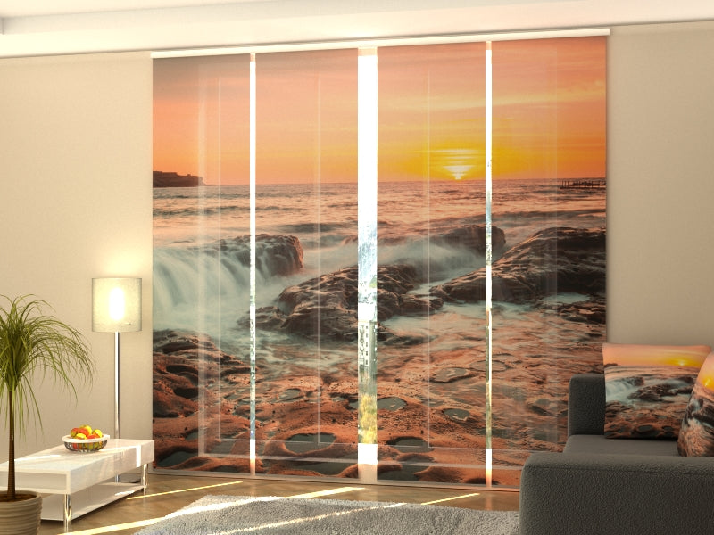Set of 4 Panel Curtains Summer Sunrise in Australia