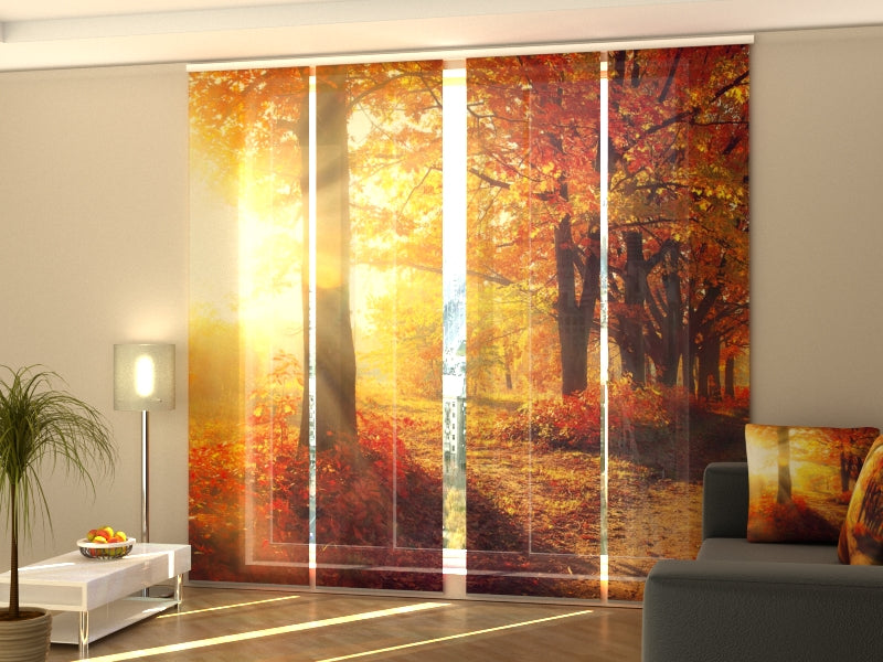 Set of 4 Panel Curtains Sunny Day in the Autumn Park