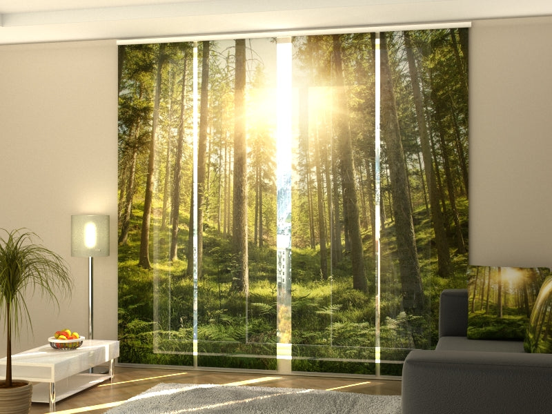 Set of 4 Panel Curtains Sunny Forest