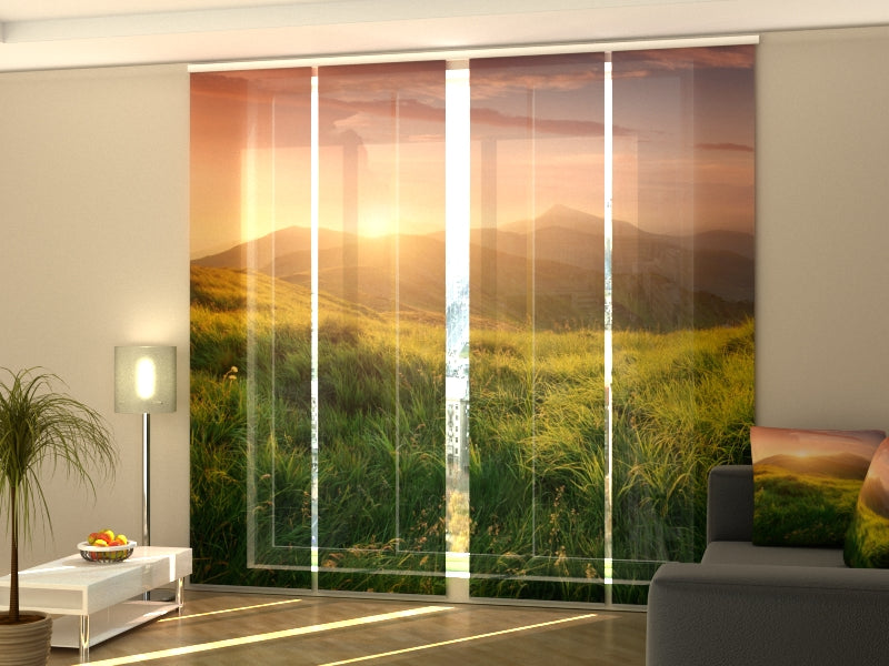 Set of 4 Panel Curtains Sunrise on the Mountain Valley