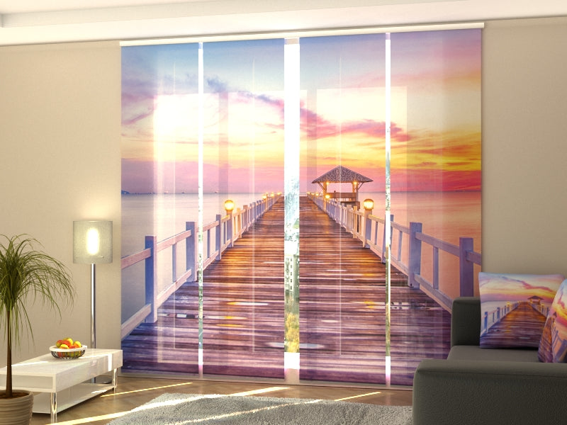 Set of 4 Panel Curtains Sunrise on the Sea